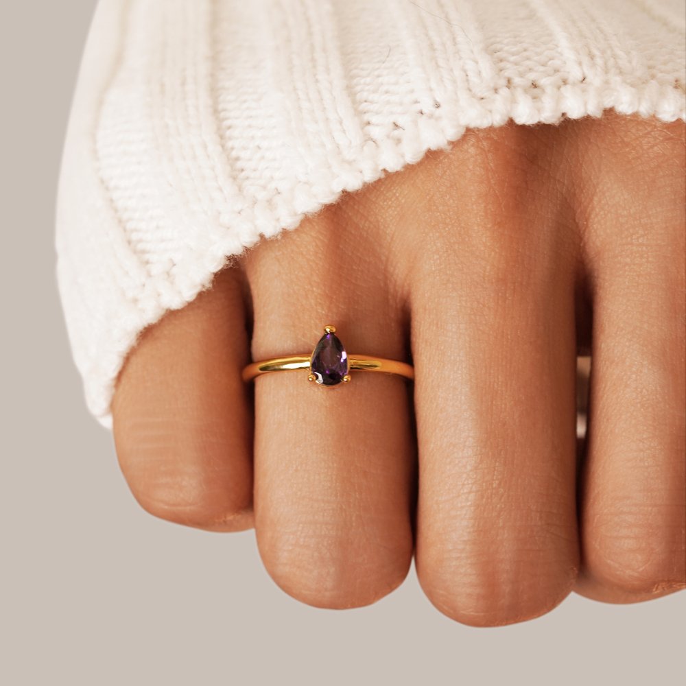 Birthstone Teardrop Ring