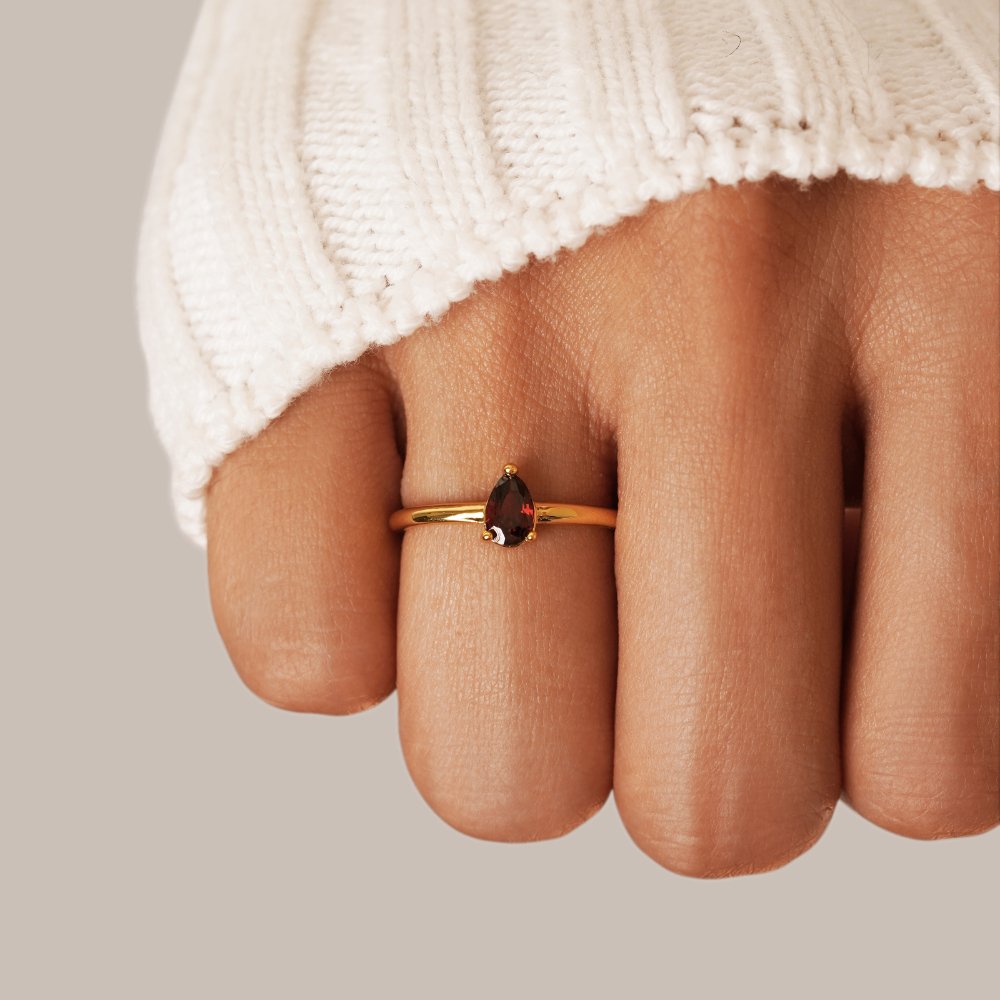 Birthstone Teardrop Ring
