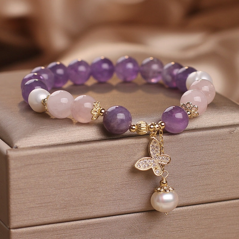 Amethyst Butterfly Bracelet For Women Healing