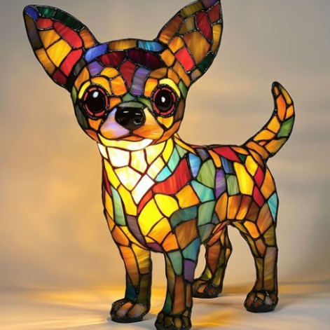Colorful Dog Lamp Resin Decor By Tinkers - Positive Energy