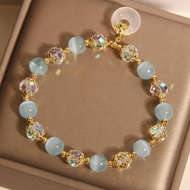 Women Blue Opal Bracelet Luxury Gift Japanese Style