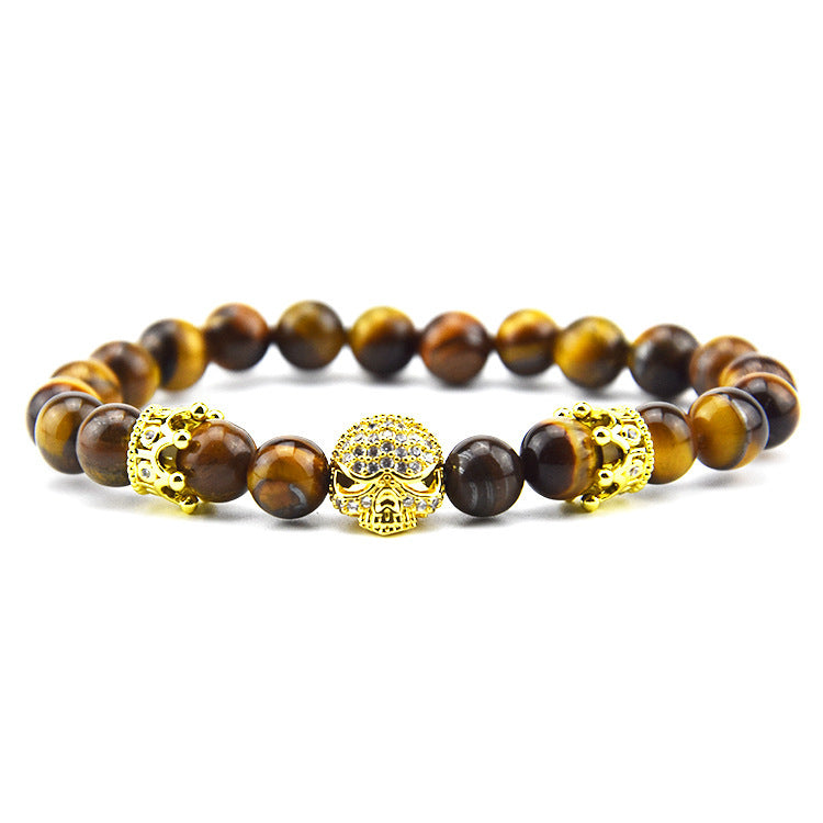 Volcanic Rock Beaded Crown Zircon Bracelet Exclusive