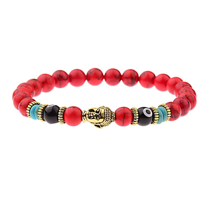 Buddha Head Alloy Signature Tiger Energy Stone Bracelet