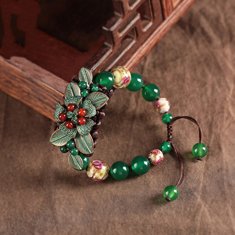Green Yunnan Ethnic Style Bracelet Retro for Women