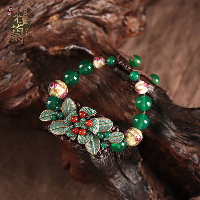 Green Yunnan Ethnic Style Bracelet Retro for Women