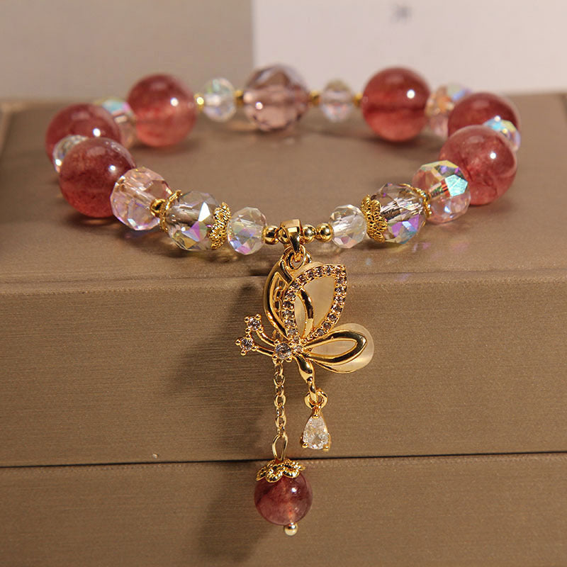 Natural Strawberry Quartz Love Bracelet For Women