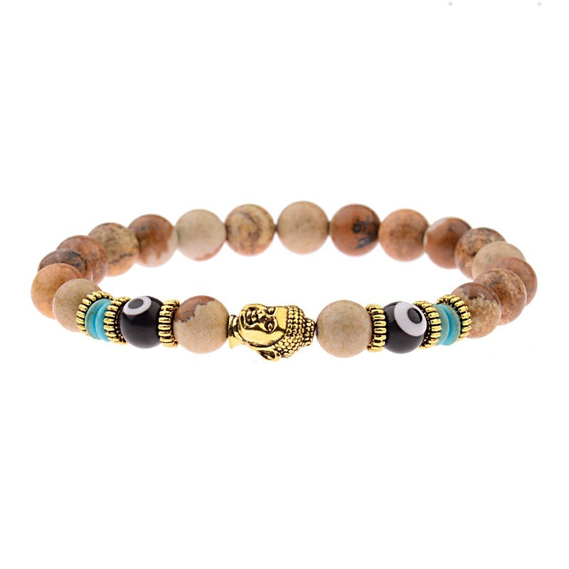 Buddha Head Alloy Signature Tiger Energy Stone Bracelet