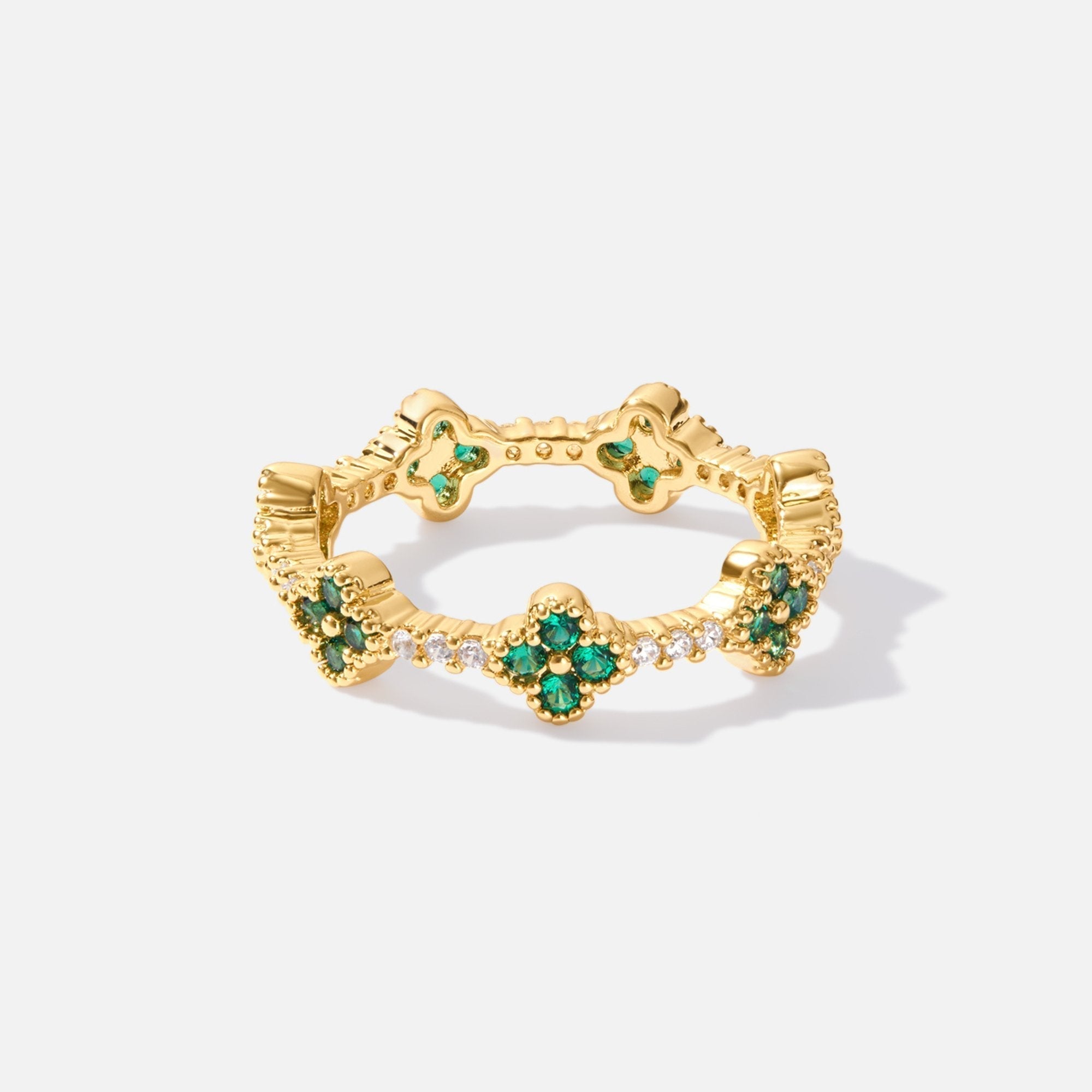Lucky Clover Crystal Ring