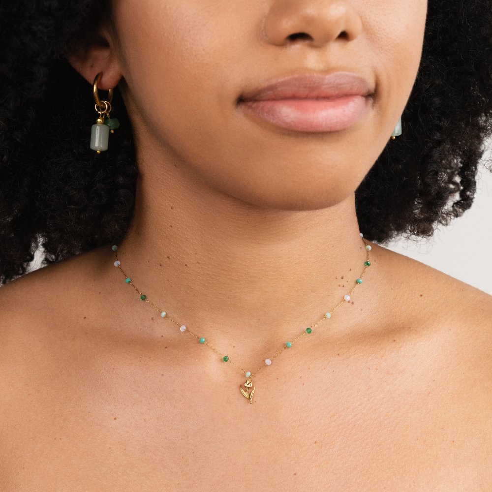 Golden Tulip Bead Necklace