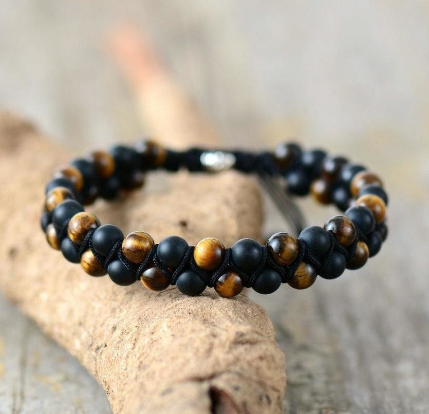 Handmade Matte Black Onyx & Tiger Eye Braided Bracelet™