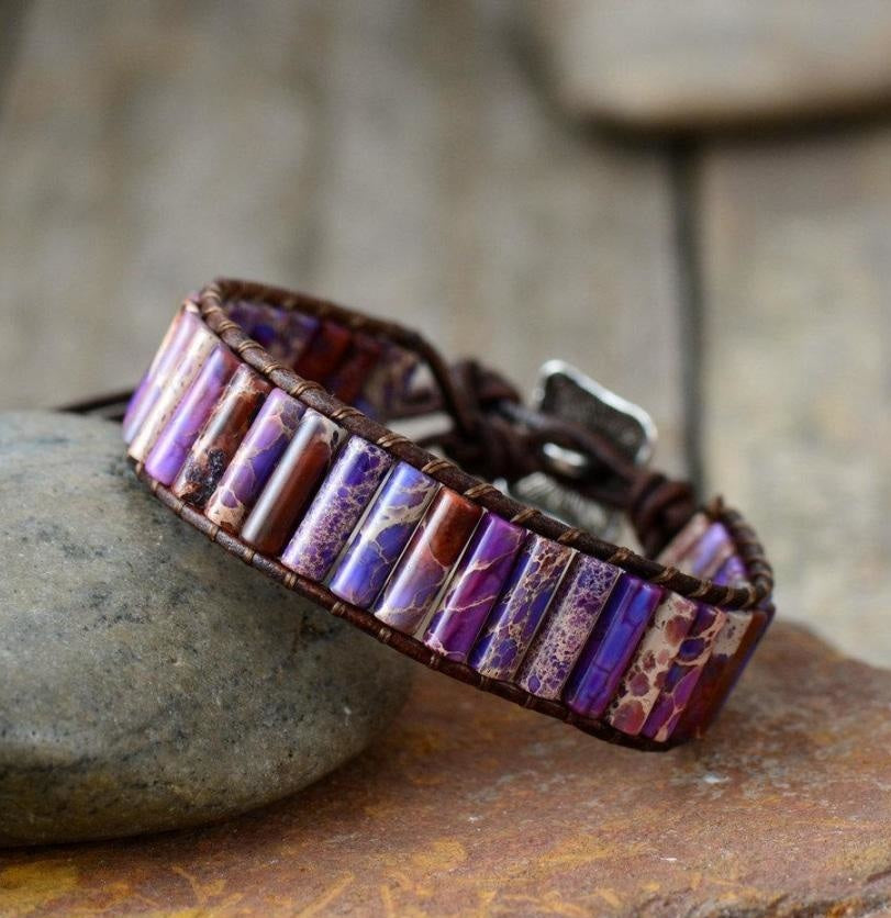 Handmade Natural Jasper & Agate Stone Leather Wrap Bracelet™