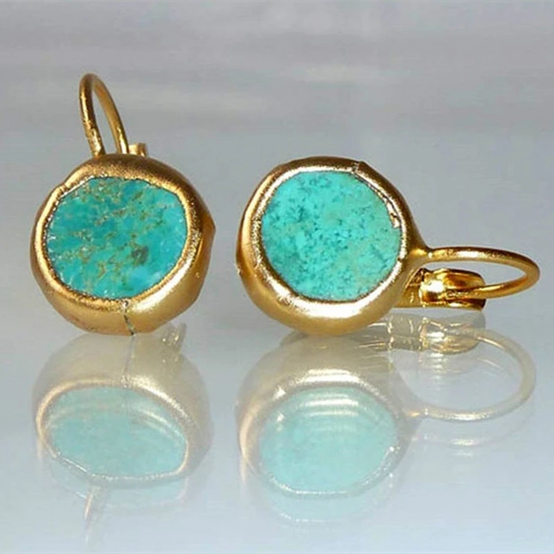 Turquoise-Tone Gold-Tone Earrings