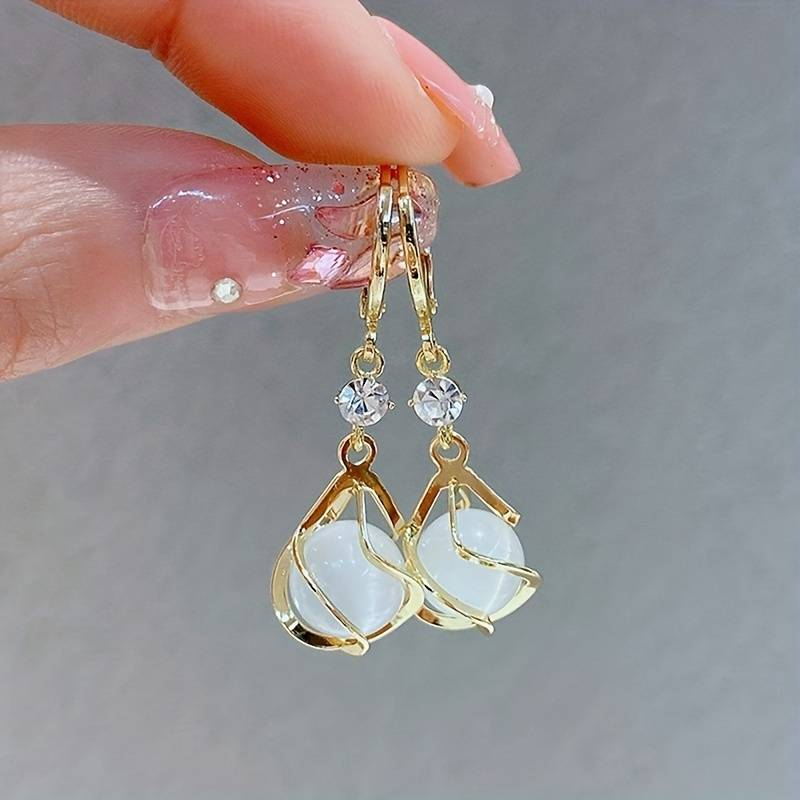 White Opal Dangle Earrings