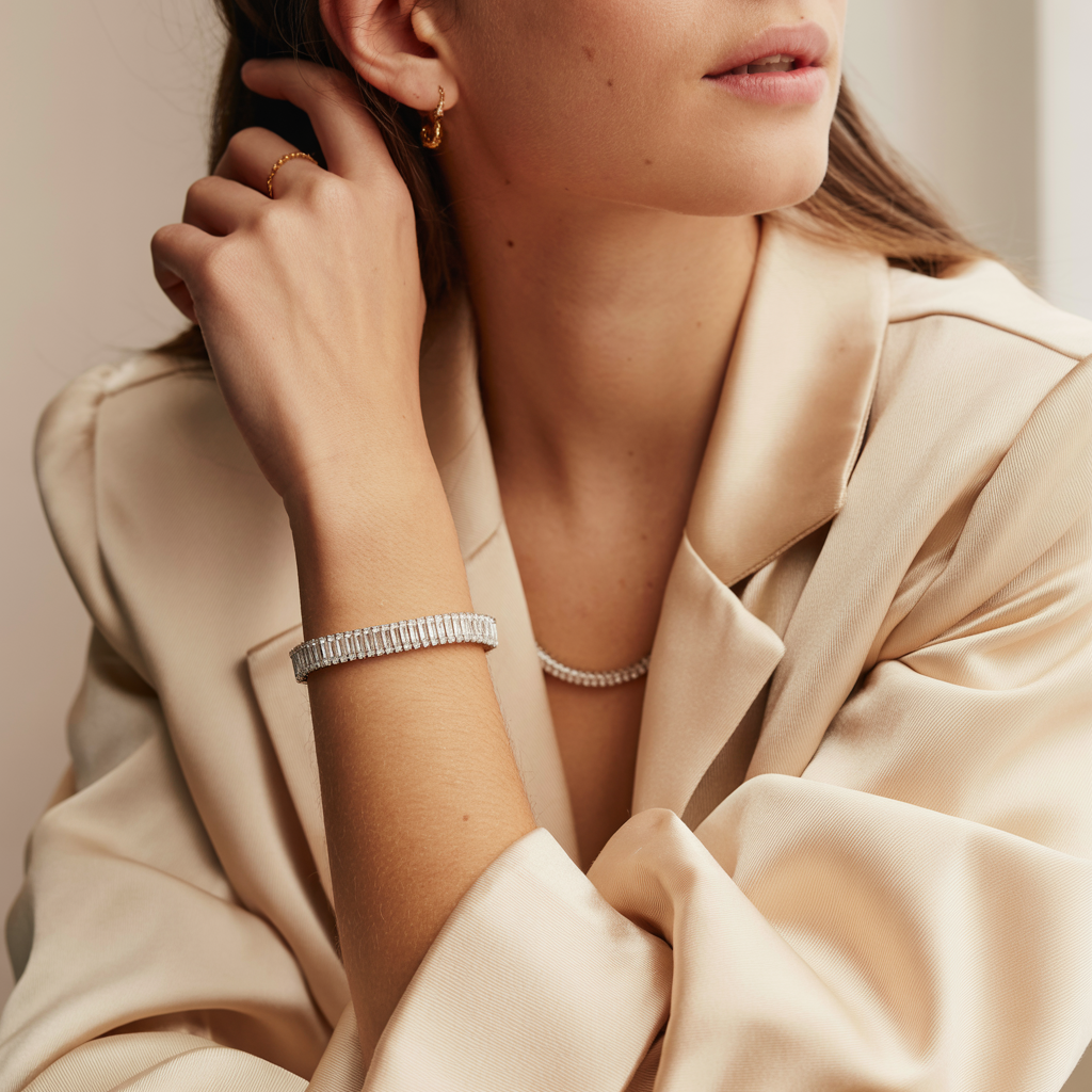 Bold Lines, Brilliant Light Baguette Cut Tennis Bracelet