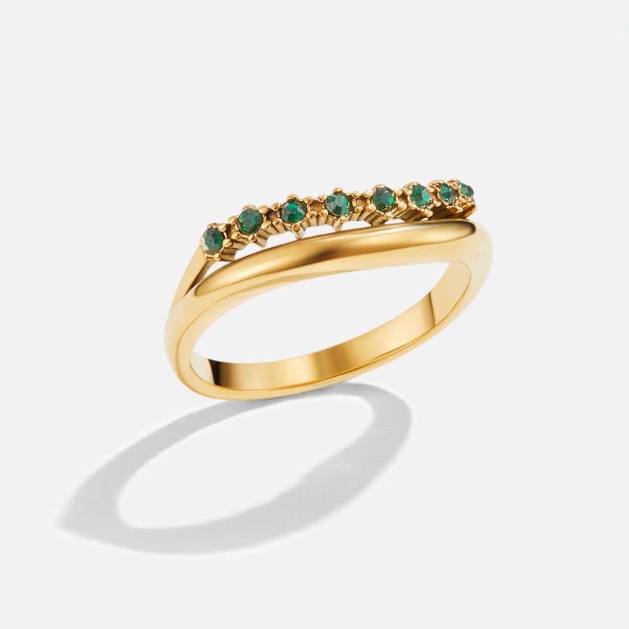Full Stones Emerald Green Layered Ring