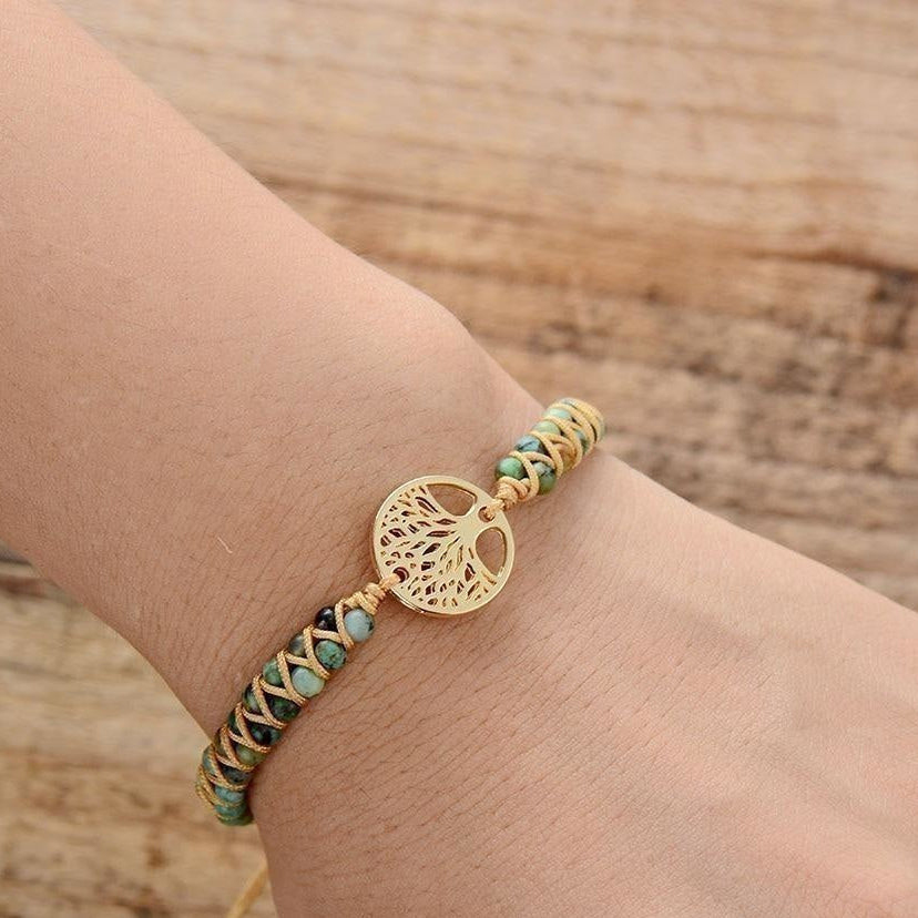 Natural African Turquoise & Tree of Life Bracelet™