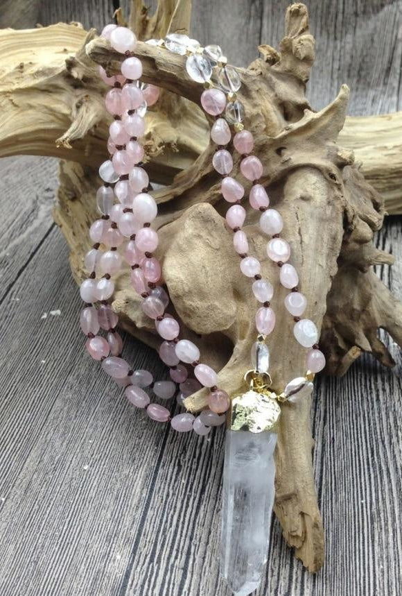 Natural Clear Quartz & Rose Quartz Gemstone Necklace™