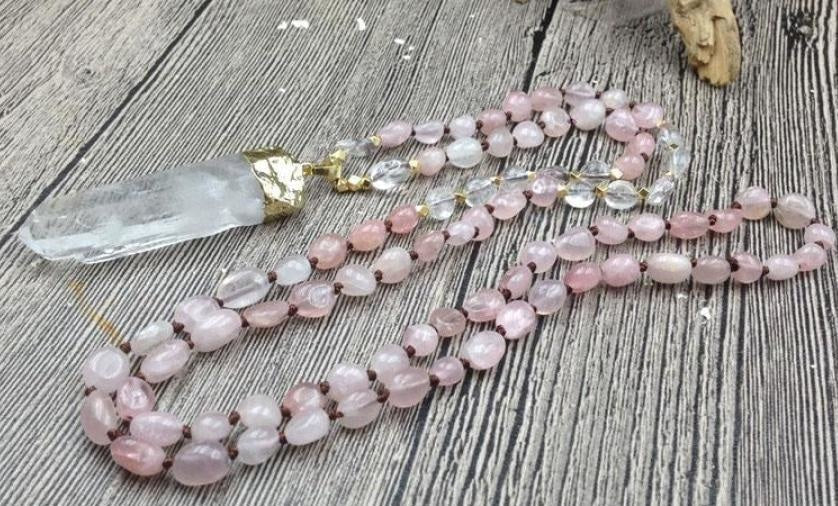 Natural Clear Quartz & Rose Quartz Gemstone Necklace™