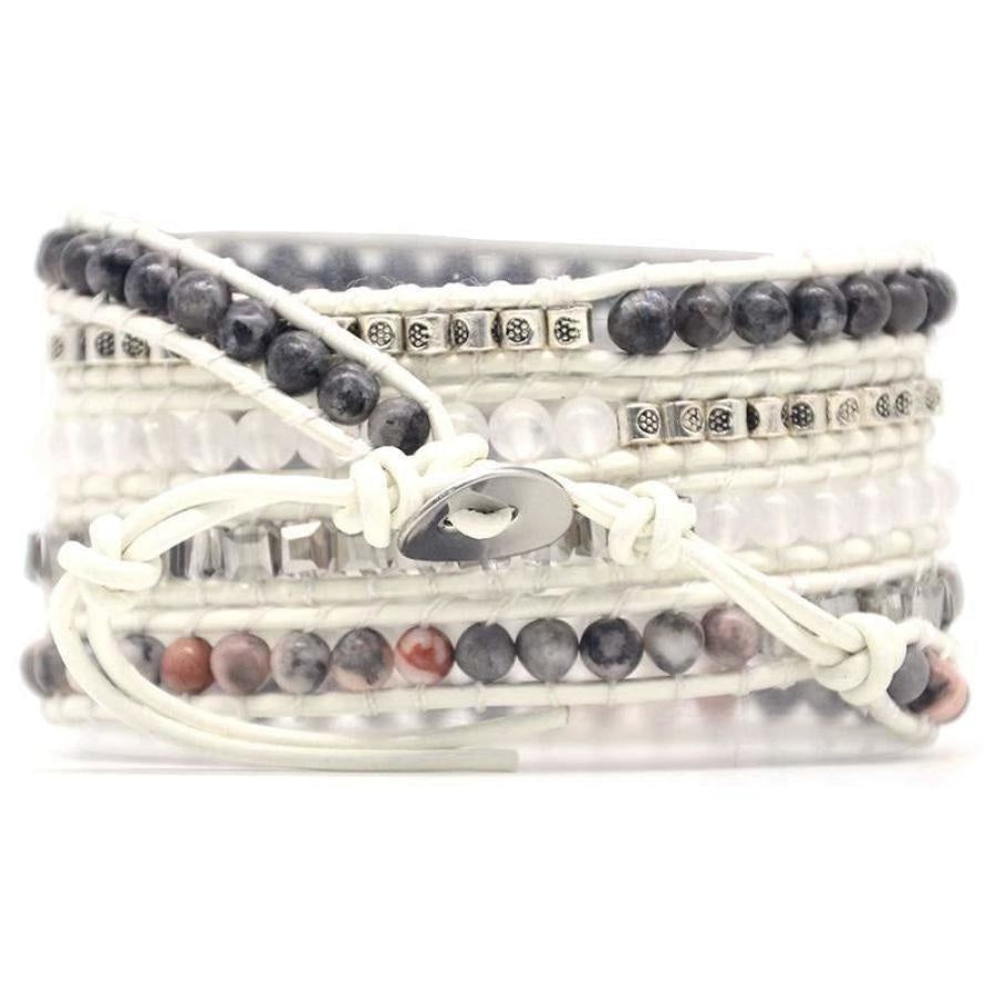 Natural Labradorite, White Jade & Druzy Wrap Bracelet™