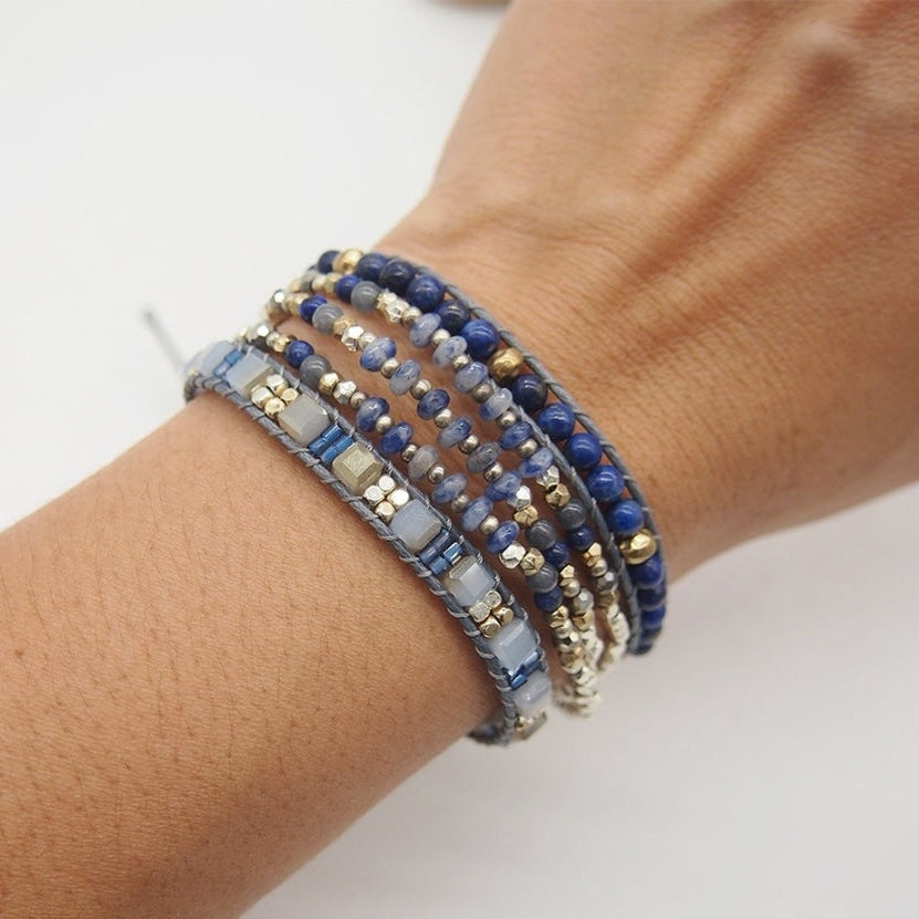 Natural Lapis Lazuli & Blue Aventurine Wrap Bracelet™