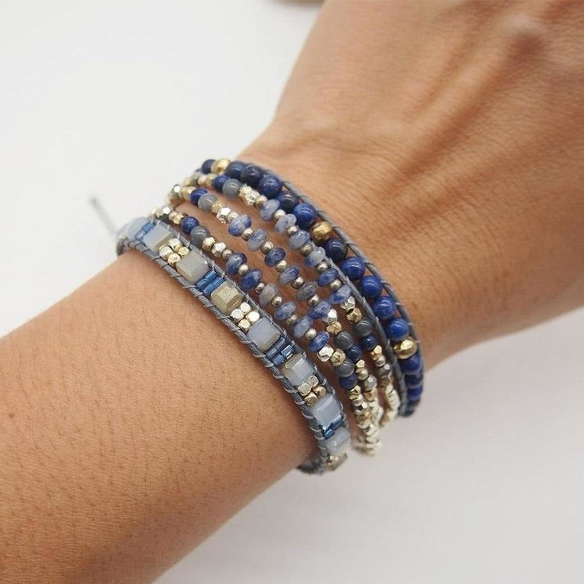 Natural Lapis Lazuli & Blue Aventurine Wrap Bracelet™