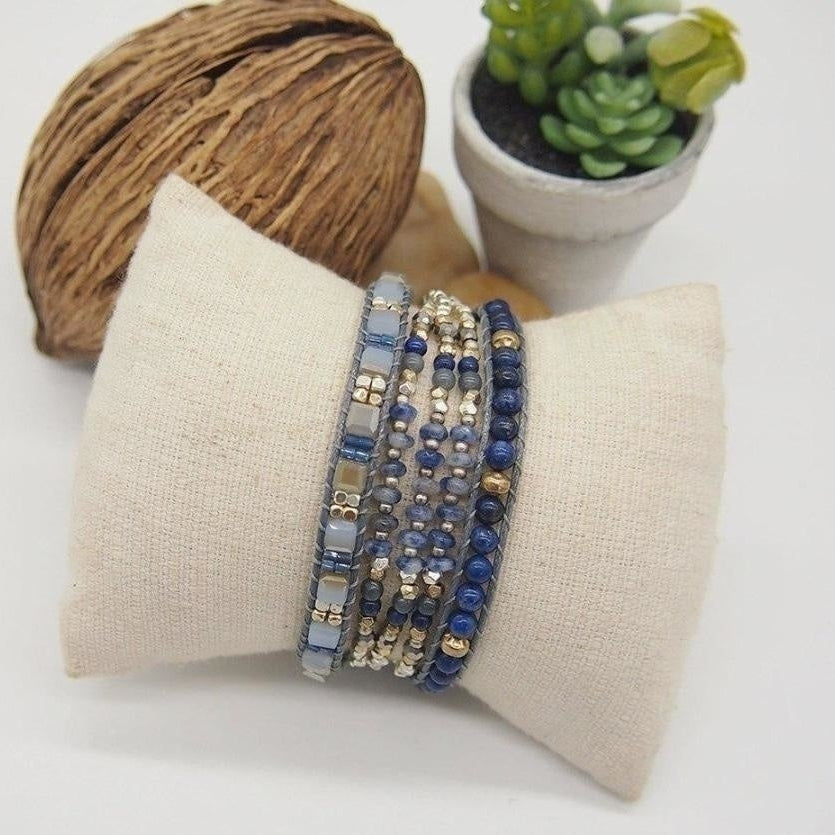 Natural Lapis Lazuli & Blue Aventurine Wrap Bracelet™