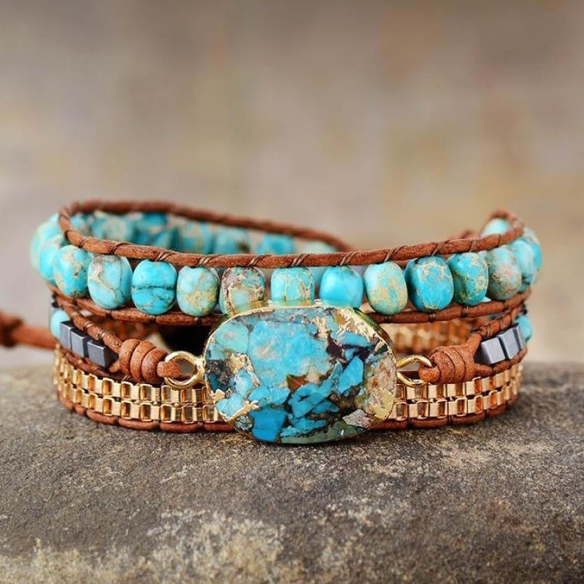 Natural Turquoise Howlite Wrap Bracelet™