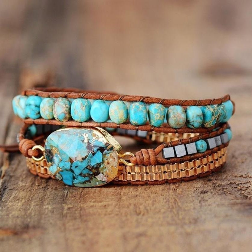 Natural Turquoise Howlite Wrap Bracelet™