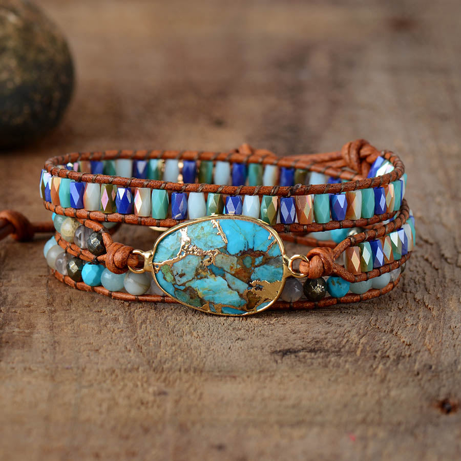 Gold Line Turquoise Bracelet
