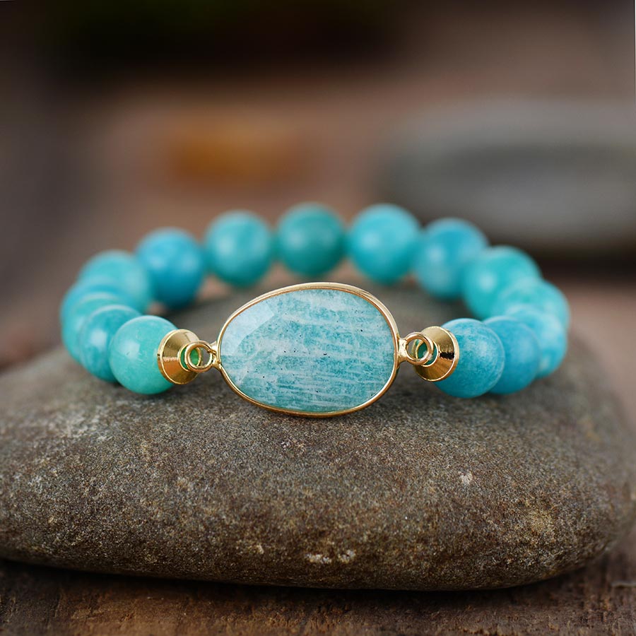 Amazonite Beaded Elastic Bracelet