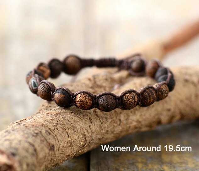 Cracked Onyx Braided Bracelet - Brown
