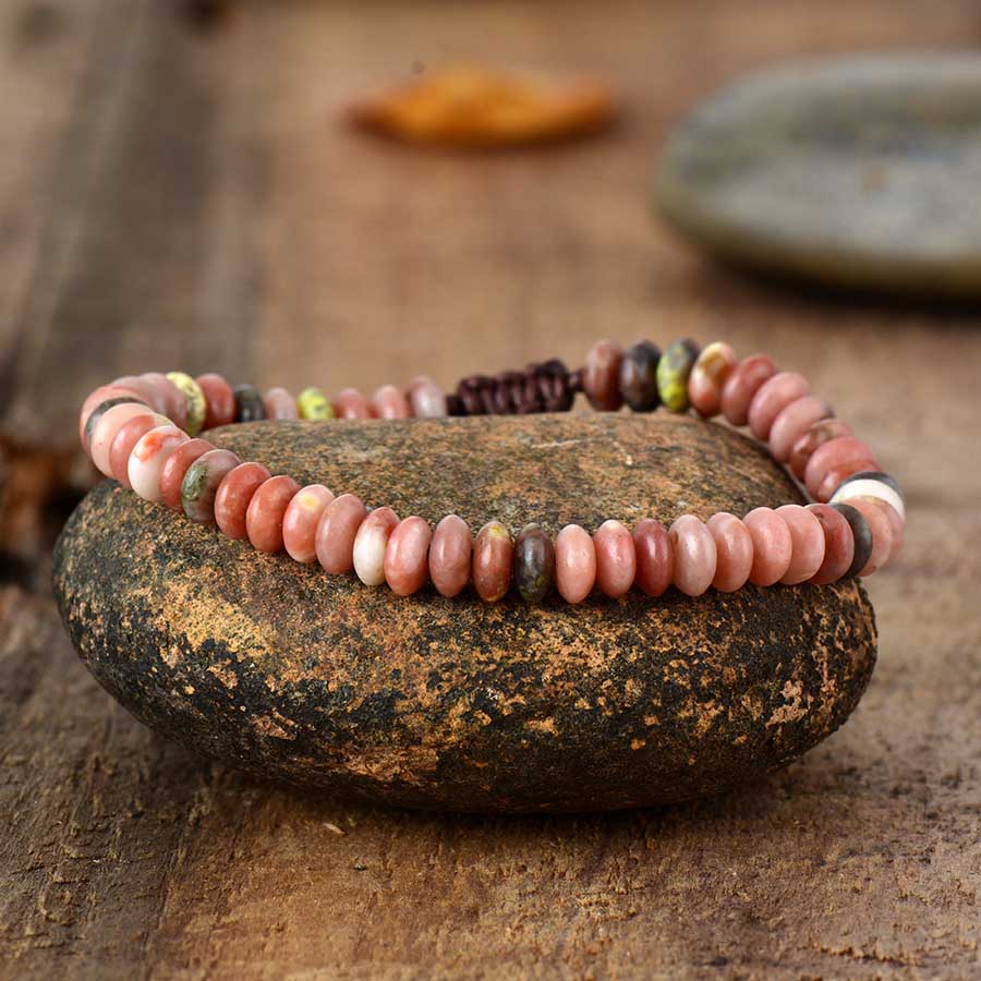 Pink Jasper Disc Beads Bracelet