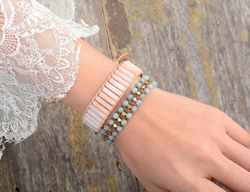 Double Layer Amazonite Gold Bracelet