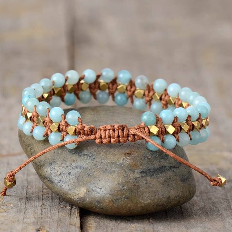 Double Layer Amazonite Gold Bracelet