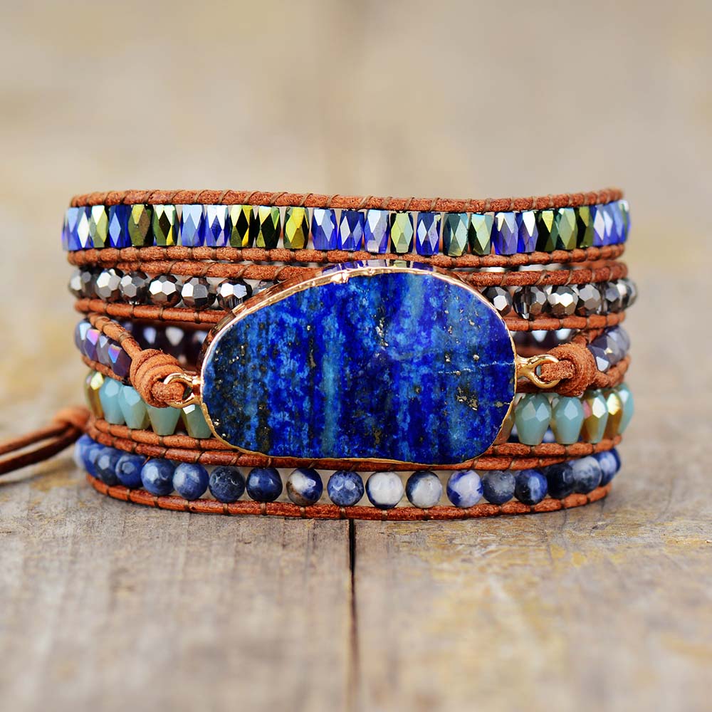 Lapis Lazuli Statement Wrap Bracelet
