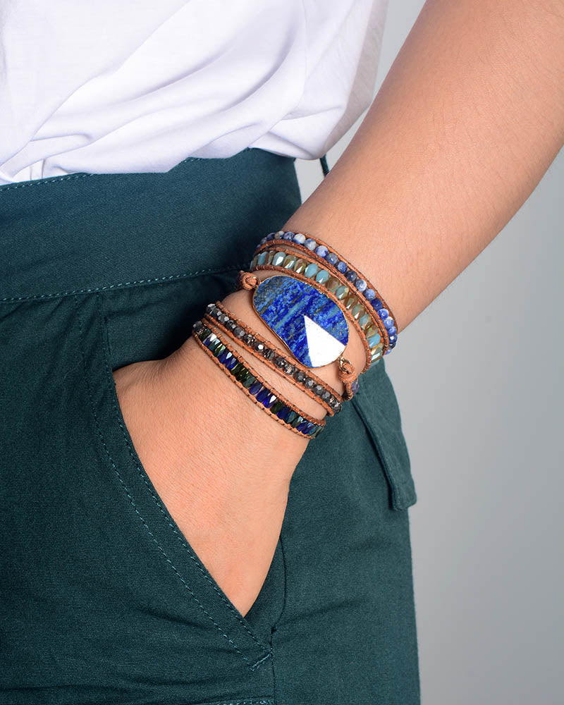 Lapis Lazuli Statement Wrap Bracelet