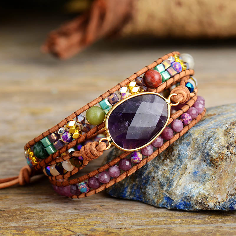 Amethyst Crystal Statement Bracelet