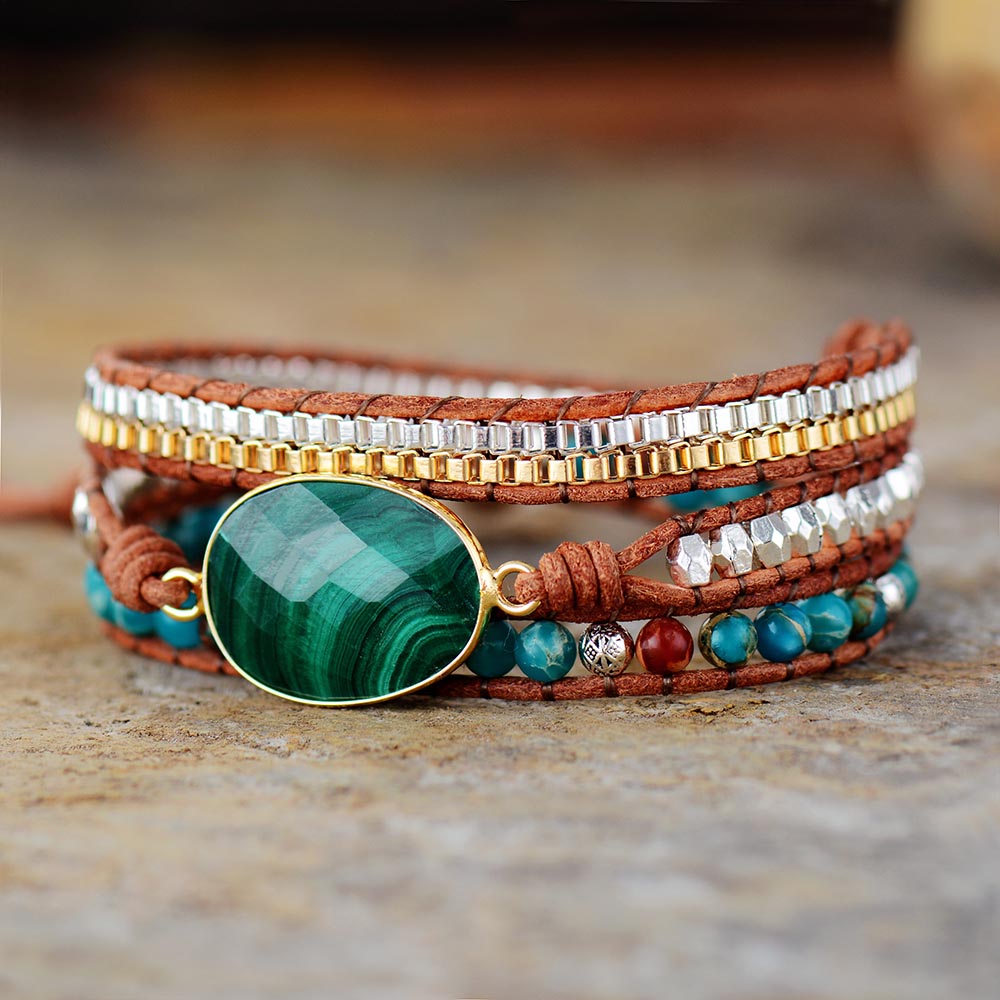 Malachite Stone Statement Bracelet