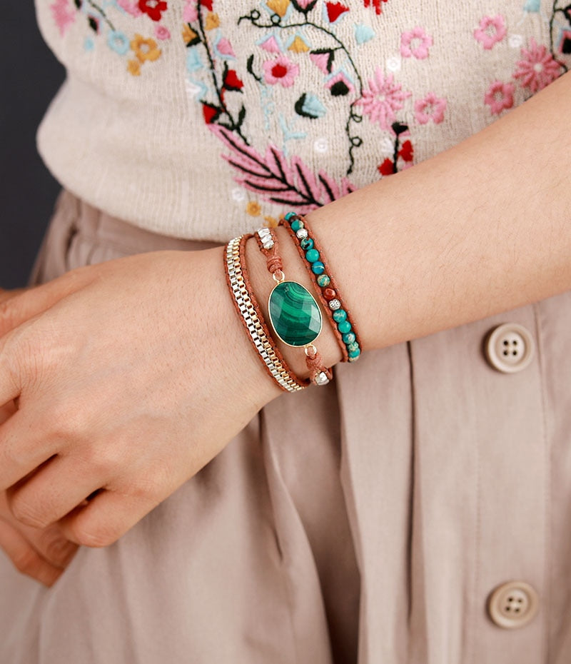 Malachite Stone Statement Bracelet