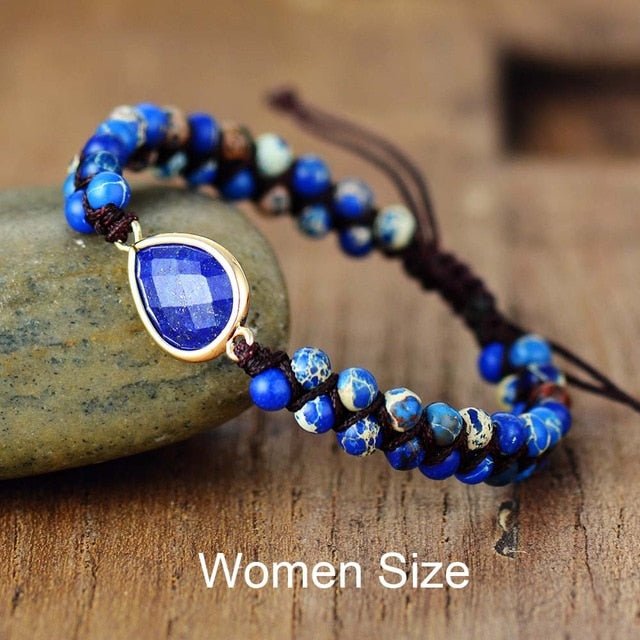 Lapis Lazuli Teardrop Charm Bracelet