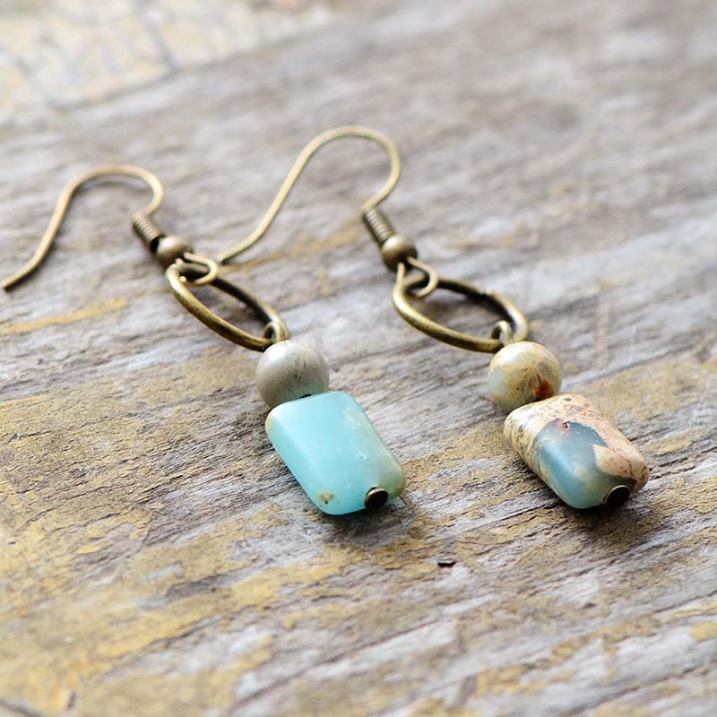 Vintage Natural Jasper Dangle Earrings