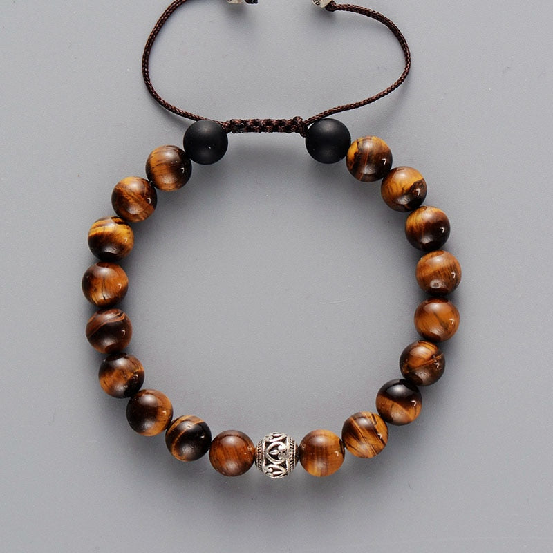 Tiger Eye Black Agate Tibetan Bracelet