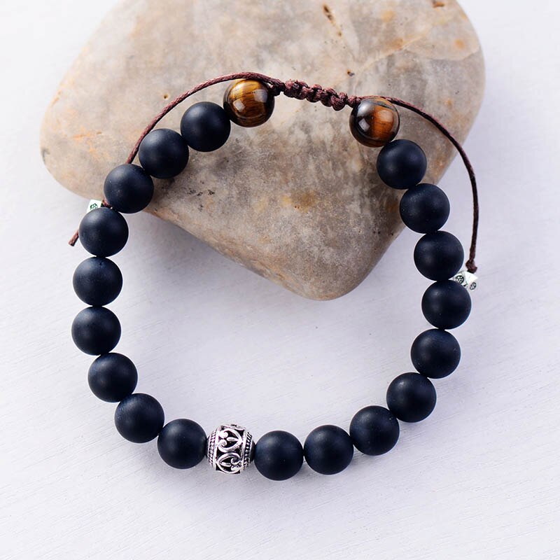 Tiger Eye Black Agate Tibetan Bracelet
