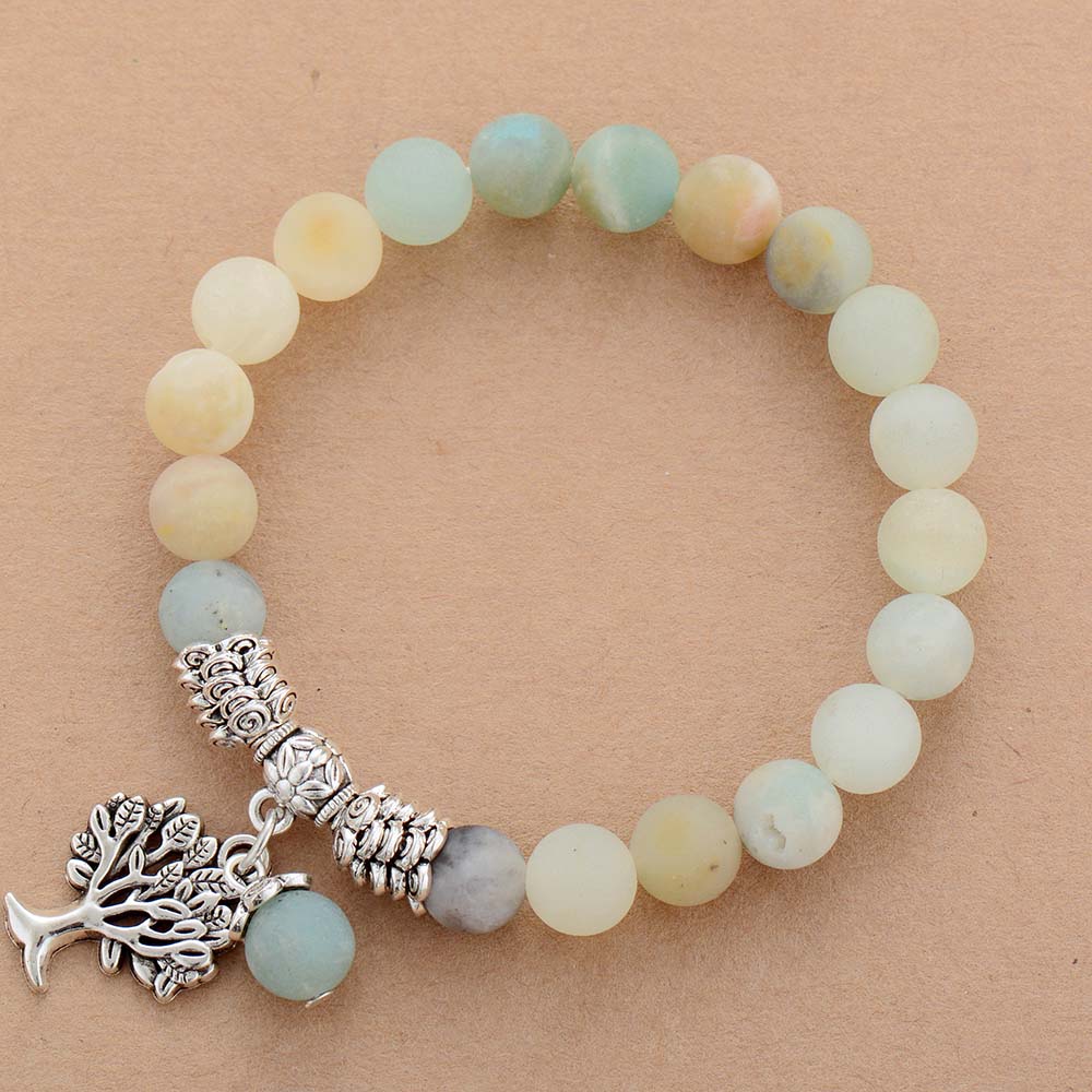 Tree of Life Amazonite Charm Bracelet