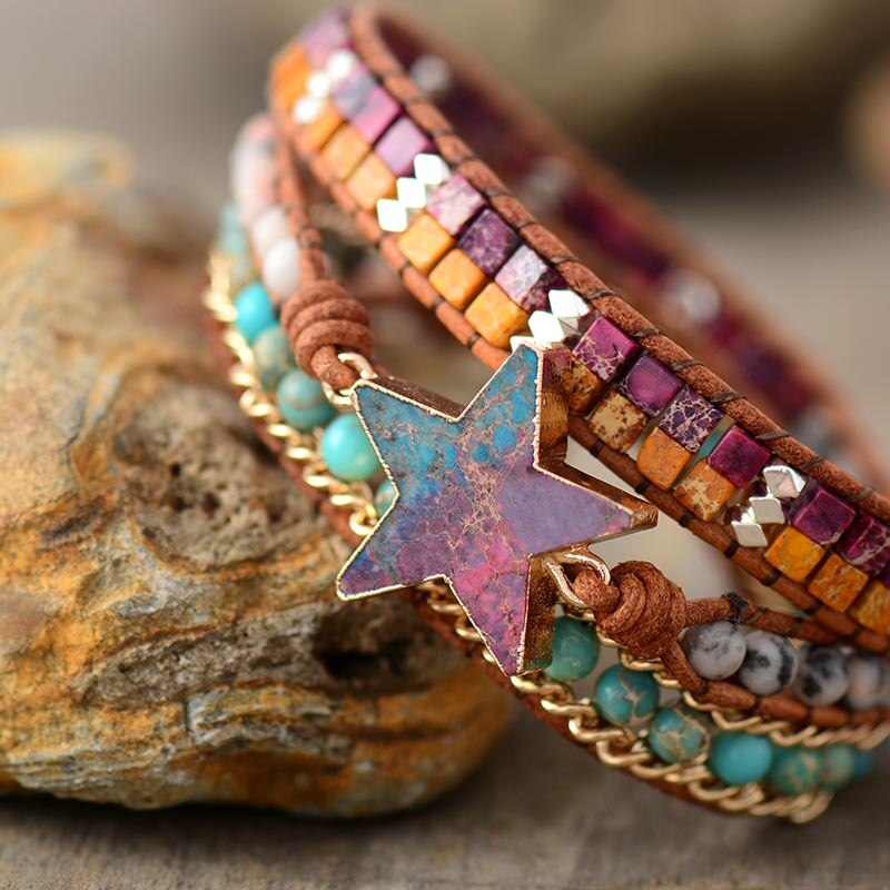 Natural Stones Star Wrap Bracelet