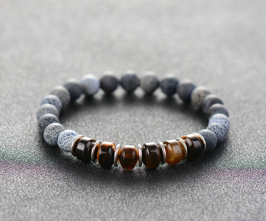 Agate & Tiger Eye Stretch Bracelet