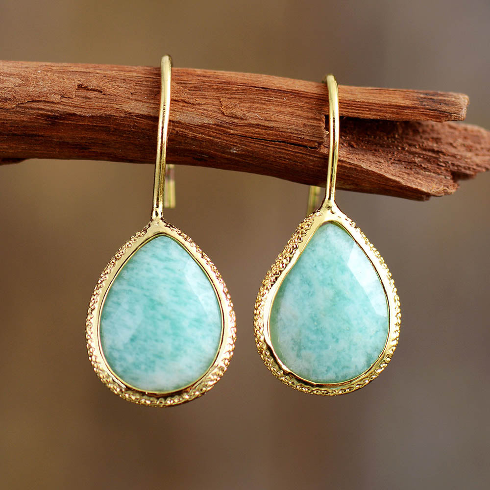 Grace Natural Stone Teardrop Earrings