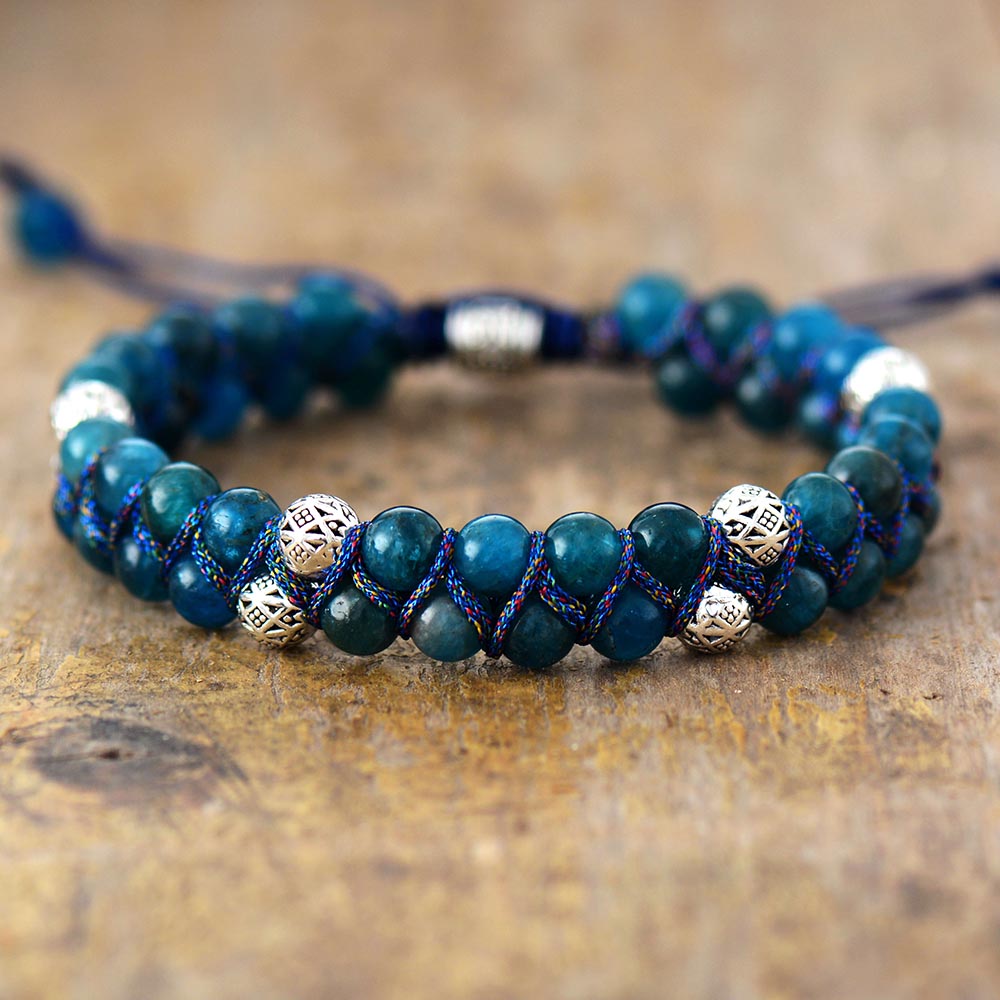 Apatite Steampunk Braided Bracelet