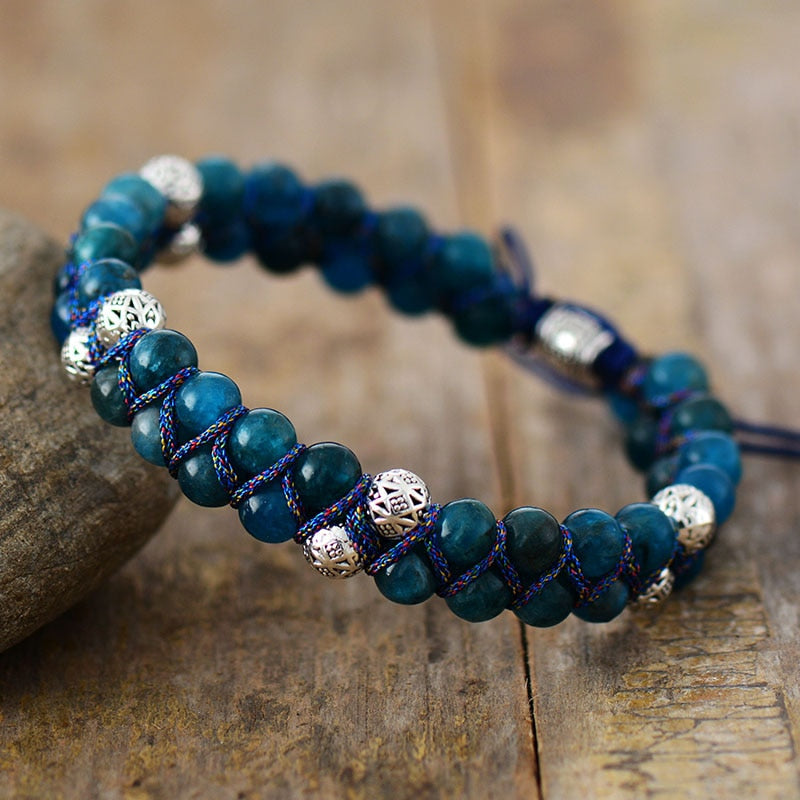 Apatite Steampunk Braided Bracelet