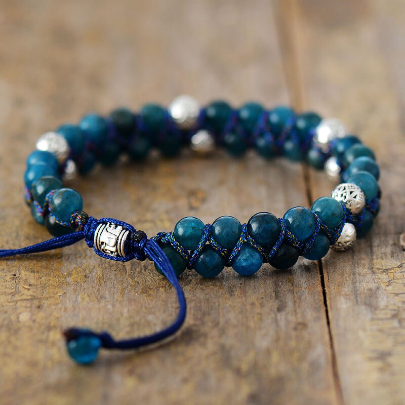 Apatite Steampunk Braided Bracelet